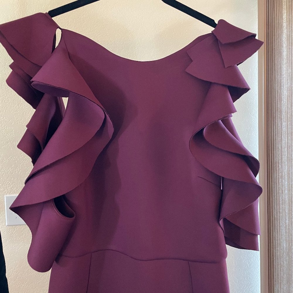 NWT ASOS ASOS RED CARPET Scuba Ruffle Fishtail Dress - Picture 4 of 16